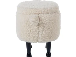 New Beliani Pouf animaletto contenitore SHEEP Tessuto Beige chiaro Pecora Beige Marrone Nero