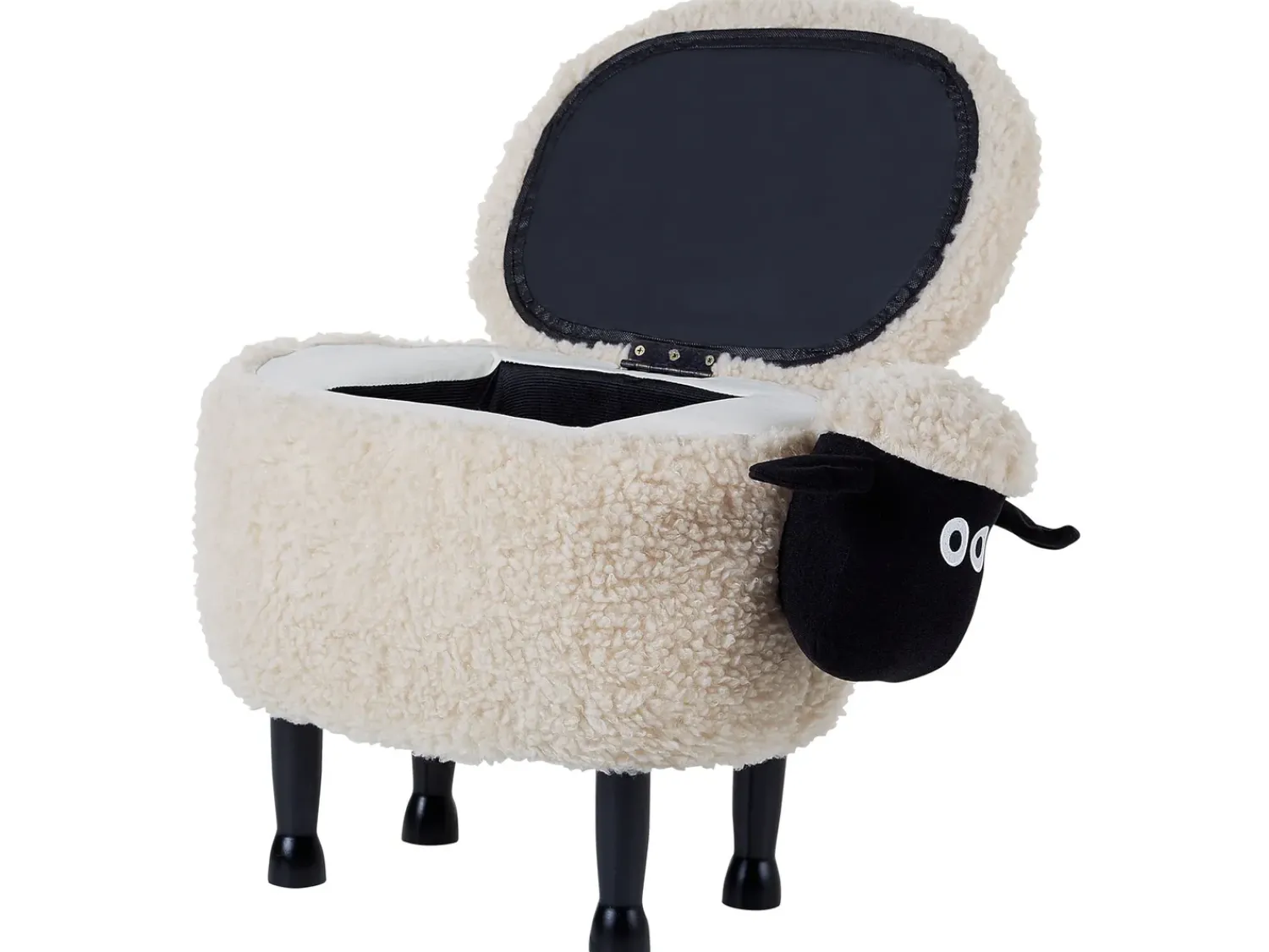 New Beliani Pouf animaletto contenitore SHEEP Tessuto Beige chiaro Pecora Beige Marrone Nero