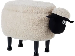 New Beliani Pouf animaletto contenitore SHEEP Tessuto Beige chiaro Pecora Beige Marrone Nero