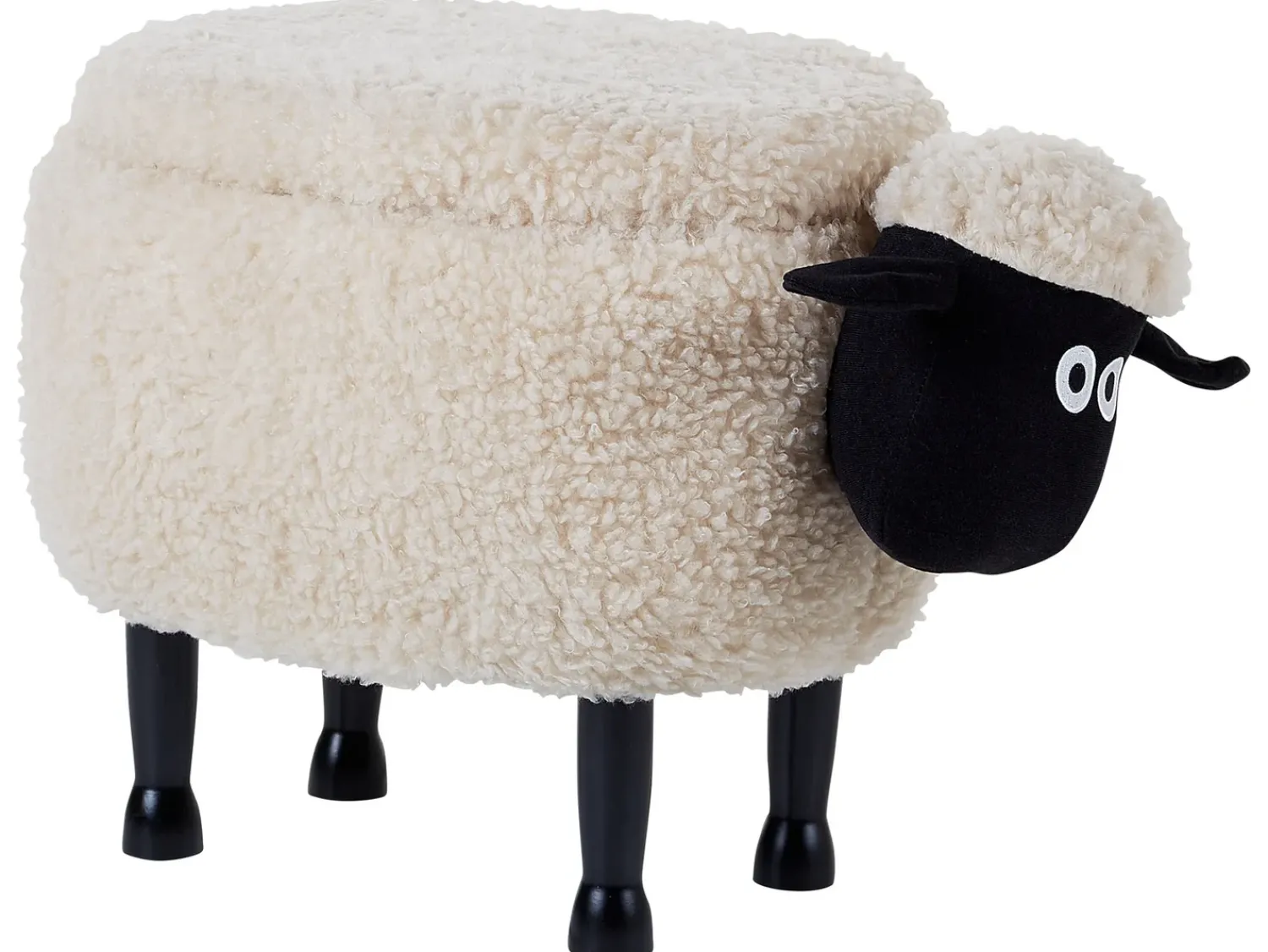 New Beliani Pouf animaletto contenitore SHEEP Tessuto Beige chiaro Pecora Beige Marrone Nero