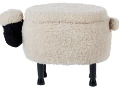 New Beliani Pouf animaletto contenitore SHEEP Tessuto Beige chiaro Pecora Beige Marrone Nero