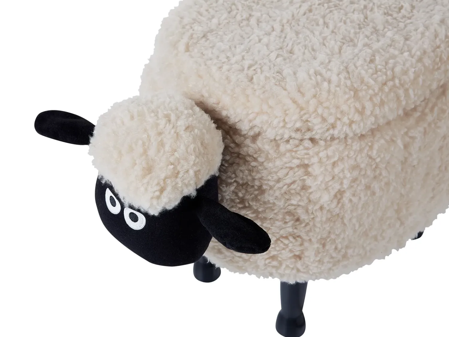 New Beliani Pouf animaletto contenitore SHEEP Tessuto Beige chiaro Pecora Beige Marrone Nero