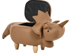 Beliani Pouf animaletto contenitore TRICERATOPS Tessuto Dinosauro Marrone