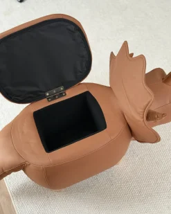 Beliani Pouf animaletto contenitore TRICERATOPS Tessuto Dinosauro Marrone