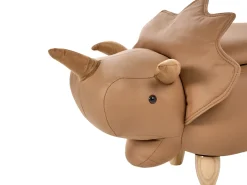 Beliani Pouf animaletto contenitore TRICERATOPS Tessuto Dinosauro Marrone