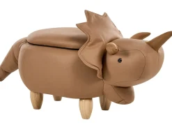 Beliani Pouf animaletto contenitore TRICERATOPS Tessuto Dinosauro Marrone