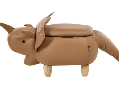 Beliani Pouf animaletto contenitore TRICERATOPS Tessuto Dinosauro Marrone