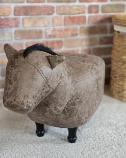 Clearance Beliani Pouf animaletto HORSE Pelle sintetica chiaro Cavallo Marrone