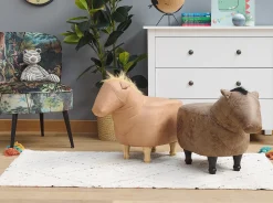 Clearance Beliani Pouf animaletto HORSE Pelle sintetica chiaro Cavallo Marrone