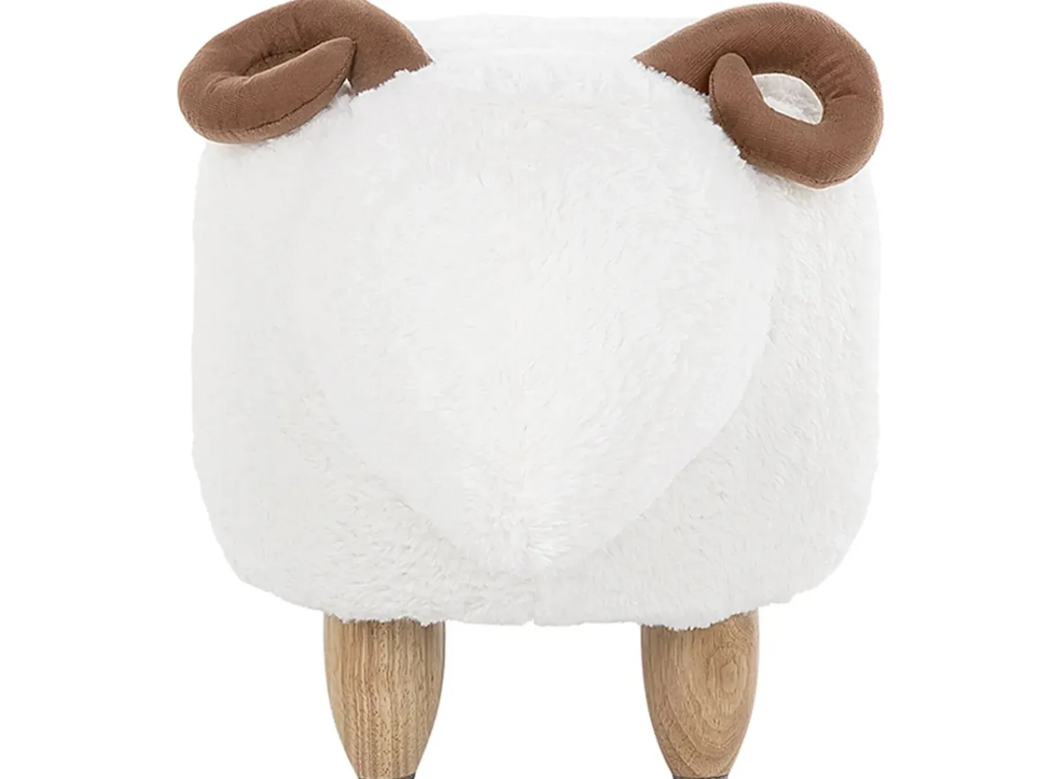 Clearance Beliani Pouf animaletto LAMB Tessuto Bianco Agnello Bianco Marrone