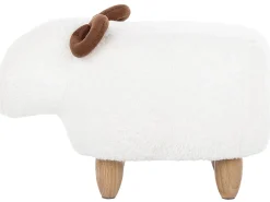 Clearance Beliani Pouf animaletto LAMB Tessuto Bianco Agnello Bianco Marrone