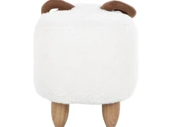 Clearance Beliani Pouf animaletto LAMB Tessuto Bianco Agnello Bianco Marrone