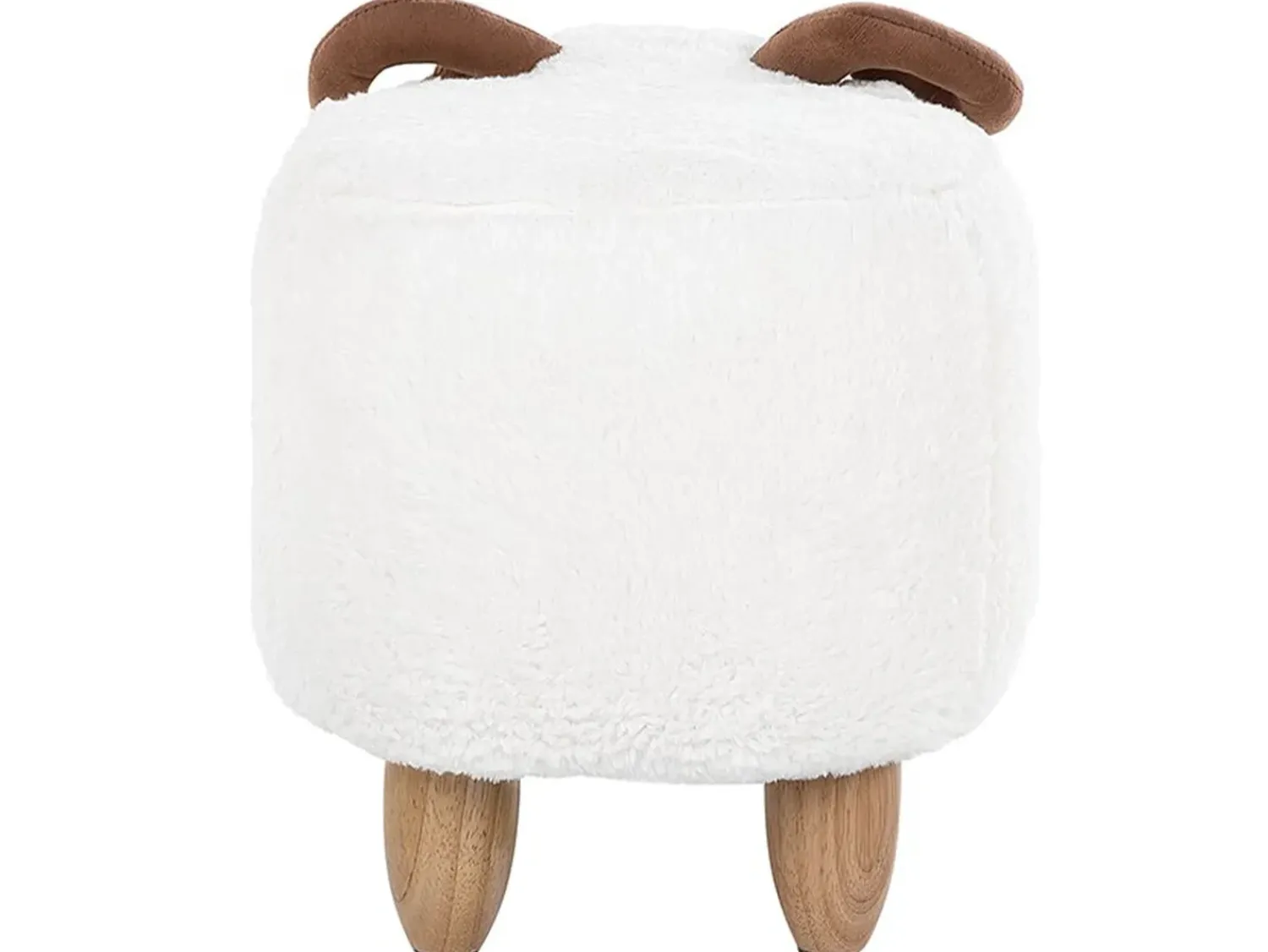 Clearance Beliani Pouf animaletto LAMB Tessuto Bianco Agnello Bianco Marrone