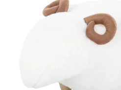 Clearance Beliani Pouf animaletto LAMB Tessuto Bianco Agnello Bianco Marrone