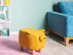 Outlet Beliani Pouf animaletto PIGGY Tessuto Giallo Maiale Giallo Marrone