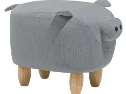 Discount Beliani Pouf animaletto PIGGY Tessuto Grigio chiaro Maiale Marrone Grigio