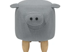 Discount Beliani Pouf animaletto PIGGY Tessuto Grigio chiaro Maiale Marrone Grigio