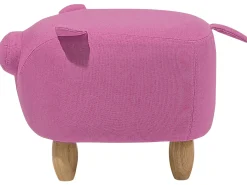 Clearance Beliani Pouf animaletto PIGGY Tessuto Rosa Maiale Rosa Marrone