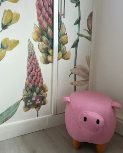 Clearance Beliani Pouf animaletto PIGGY Tessuto Rosa Maiale Rosa Marrone