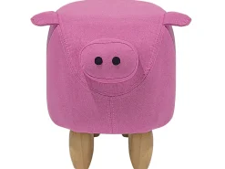 Clearance Beliani Pouf animaletto PIGGY Tessuto Rosa Maiale Rosa Marrone