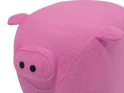 Clearance Beliani Pouf animaletto PIGGY Tessuto Rosa Maiale Rosa Marrone