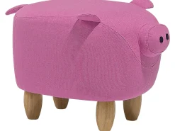 Clearance Beliani Pouf animaletto PIGGY Tessuto Rosa Maiale Rosa Marrone