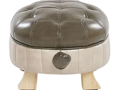 Outlet Beliani Pouf animaletto TURTLE Pelle sintetica Verde scuro Tartaruga Beige Marrone Verde