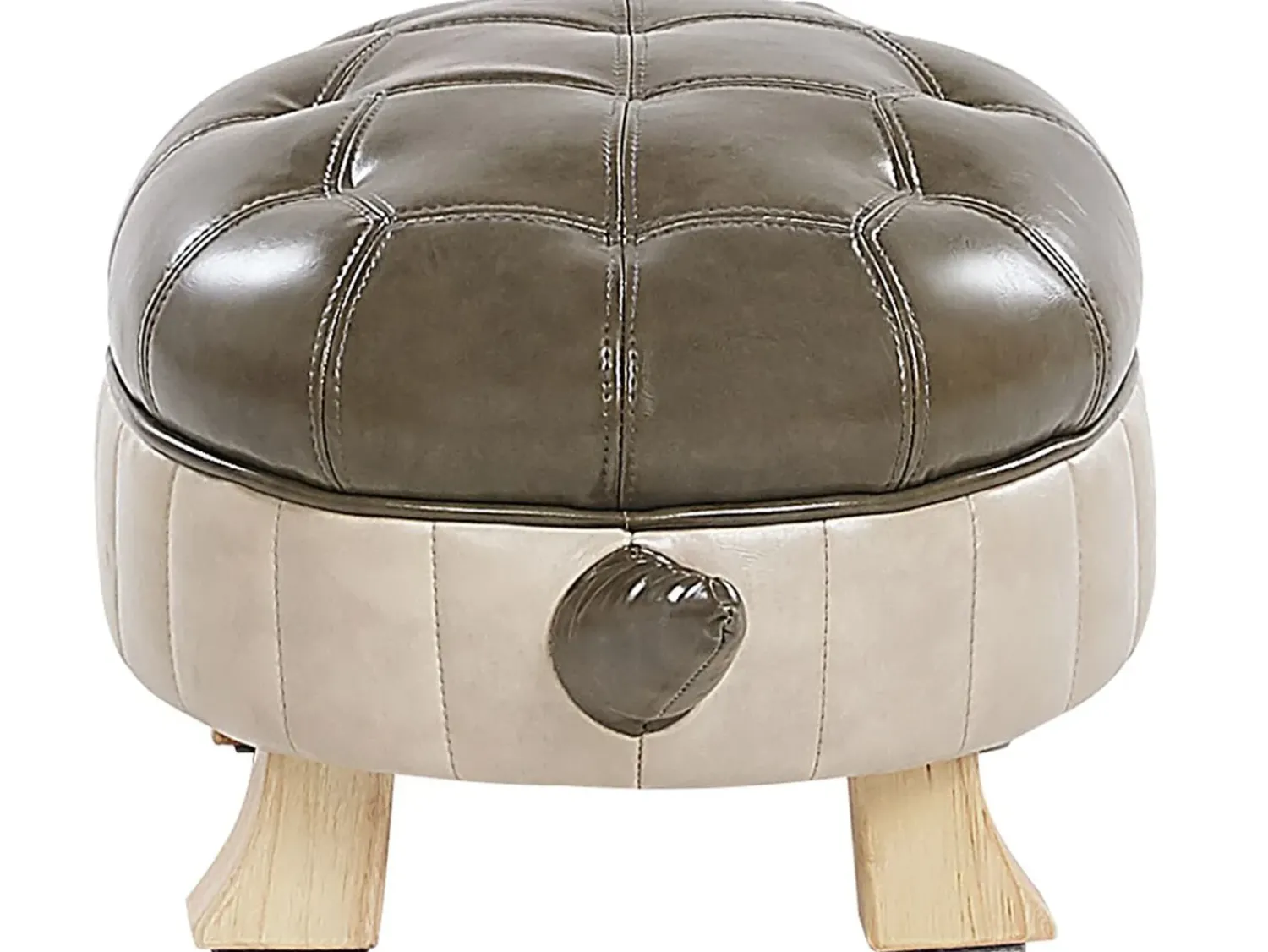 Outlet Beliani Pouf animaletto TURTLE Pelle sintetica Verde scuro Tartaruga Beige Marrone Verde