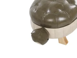 Outlet Beliani Pouf animaletto TURTLE Pelle sintetica Verde scuro Tartaruga Beige Marrone Verde