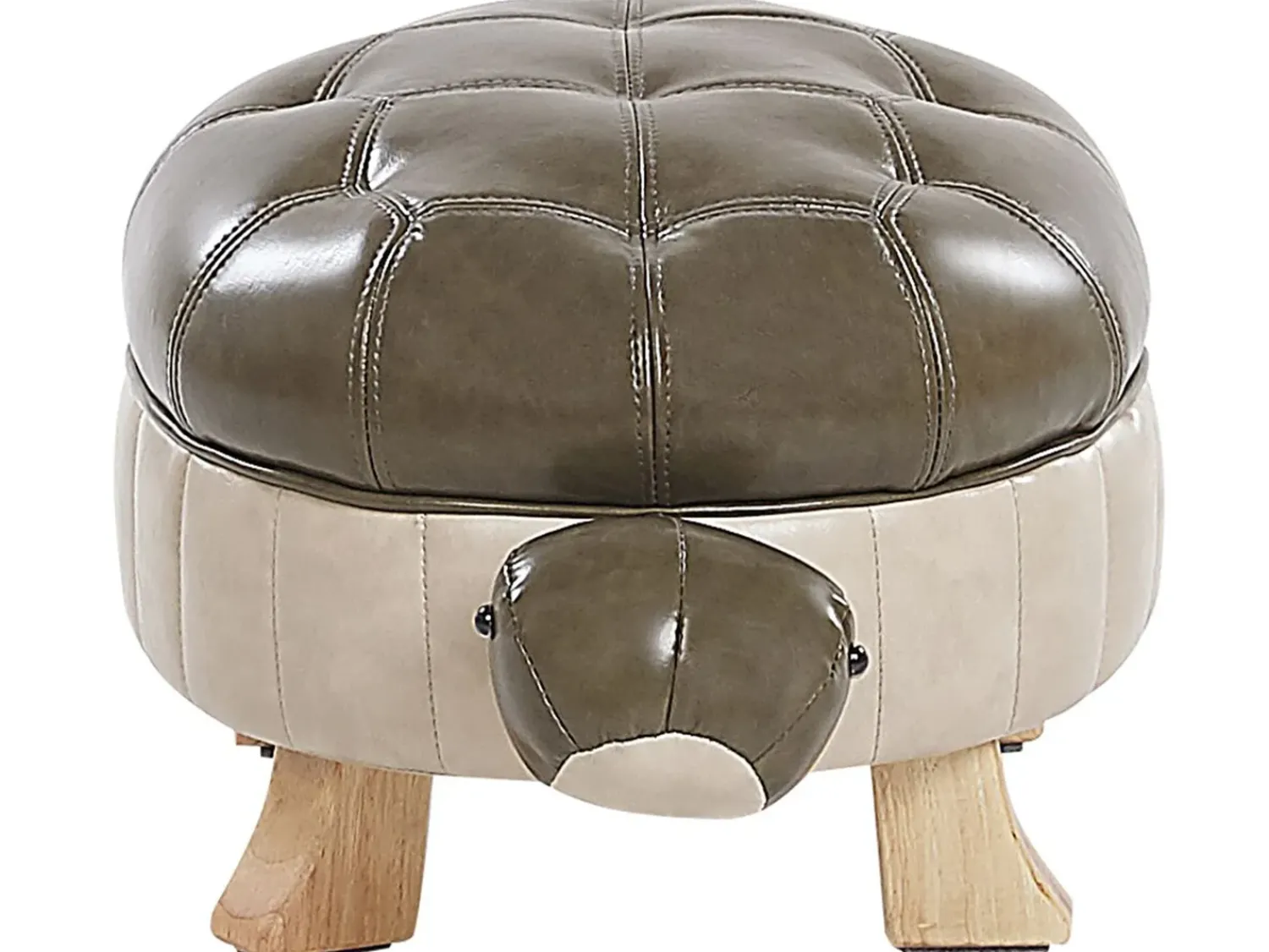 Outlet Beliani Pouf animaletto TURTLE Pelle sintetica Verde scuro Tartaruga Beige Marrone Verde