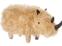 Hot Beliani Pouf animaletto WOOLLY Finta pelliccia Beige sabbia Rinocerone Beige Marrone