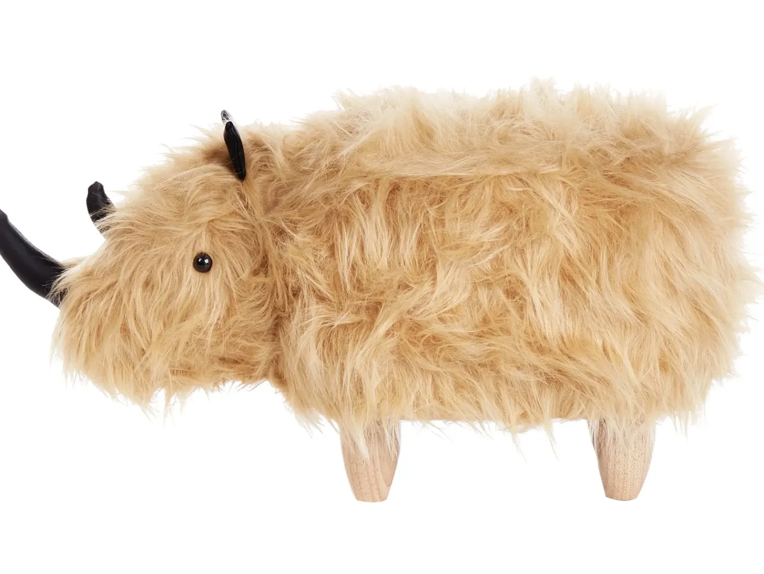 Hot Beliani Pouf animaletto WOOLLY Finta pelliccia Beige sabbia Rinocerone Beige Marrone