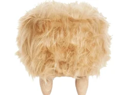 Hot Beliani Pouf animaletto WOOLLY Finta pelliccia Beige sabbia Rinocerone Beige Marrone