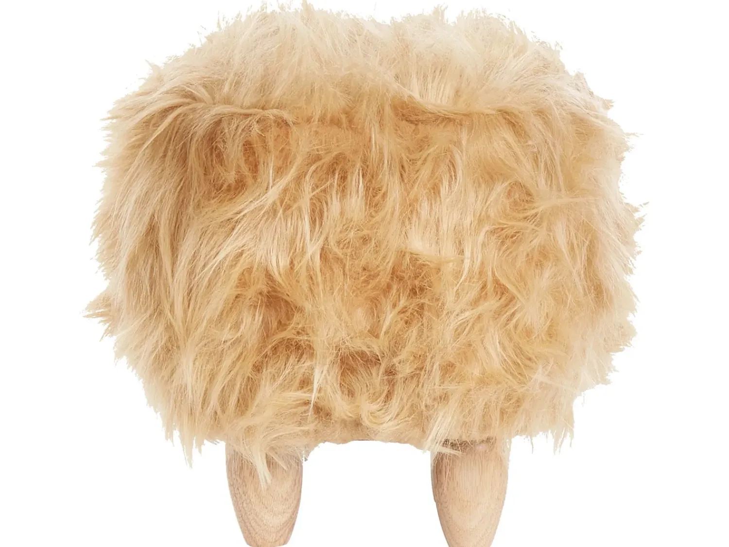 Hot Beliani Pouf animaletto WOOLLY Finta pelliccia Beige sabbia Rinocerone Beige Marrone