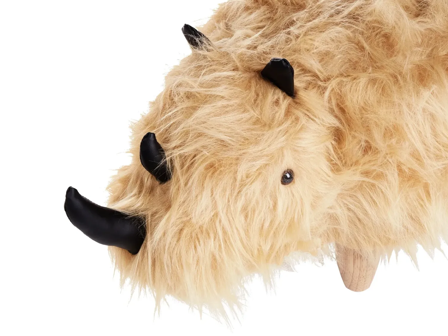 Hot Beliani Pouf animaletto WOOLLY Finta pelliccia Beige sabbia Rinocerone Beige Marrone