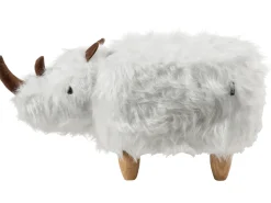 Hot Beliani Pouf animaletto WOOLLY Finta pelliccia Bianco Rinocerone Bianco Marrone