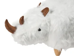 Hot Beliani Pouf animaletto WOOLLY Finta pelliccia Bianco Rinocerone Bianco Marrone