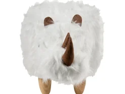 Hot Beliani Pouf animaletto WOOLLY Finta pelliccia Bianco Rinocerone Bianco Marrone