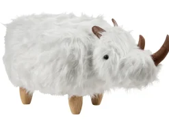 Hot Beliani Pouf animaletto WOOLLY Finta pelliccia Bianco Rinocerone Bianco Marrone