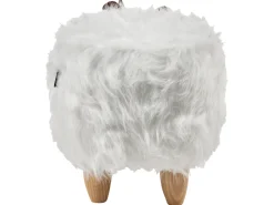 Hot Beliani Pouf animaletto WOOLLY Finta pelliccia Bianco Rinocerone Bianco Marrone
