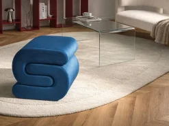 Beliani Pouf ARCADIA Velluto marino Blu