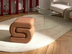 Beliani Pouf ARCADIA Velluto dorato Marrone