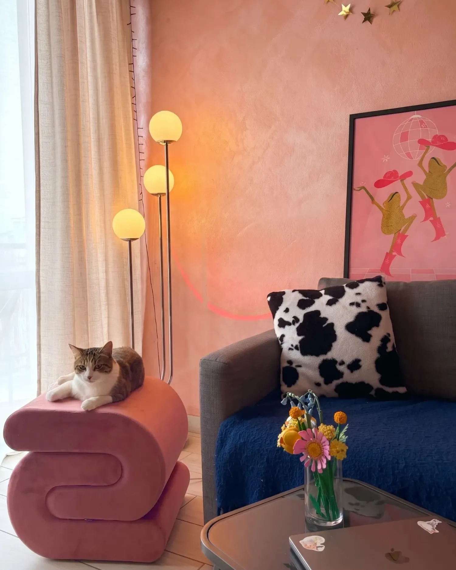 New Beliani Pouf ARCADIA Velluto Rosa