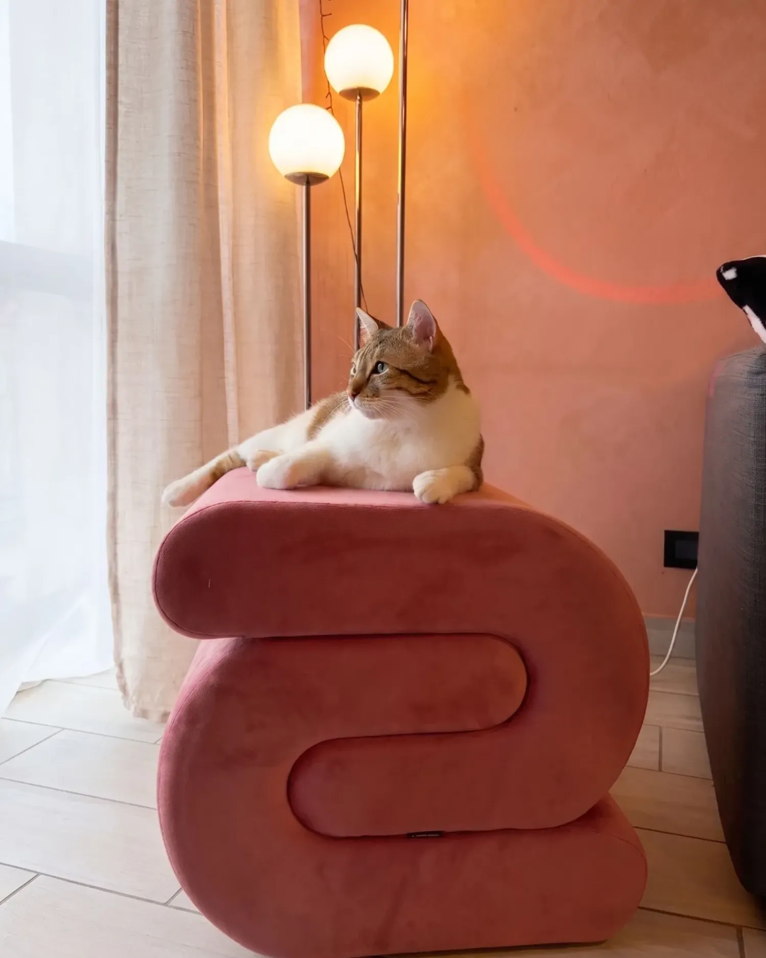 New Beliani Pouf ARCADIA Velluto Rosa