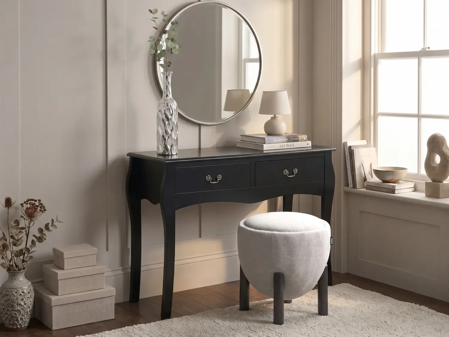 Best Beliani Pouf ARCHIE Lino sintetico Grigio Grigio Nero