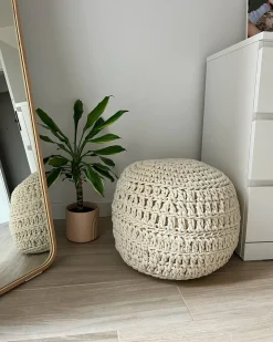 Beliani Pouf ARPATU Cotone chiaro Beige