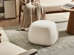 Sale Beliani Pouf BARRON Bouclé sporco Bianco