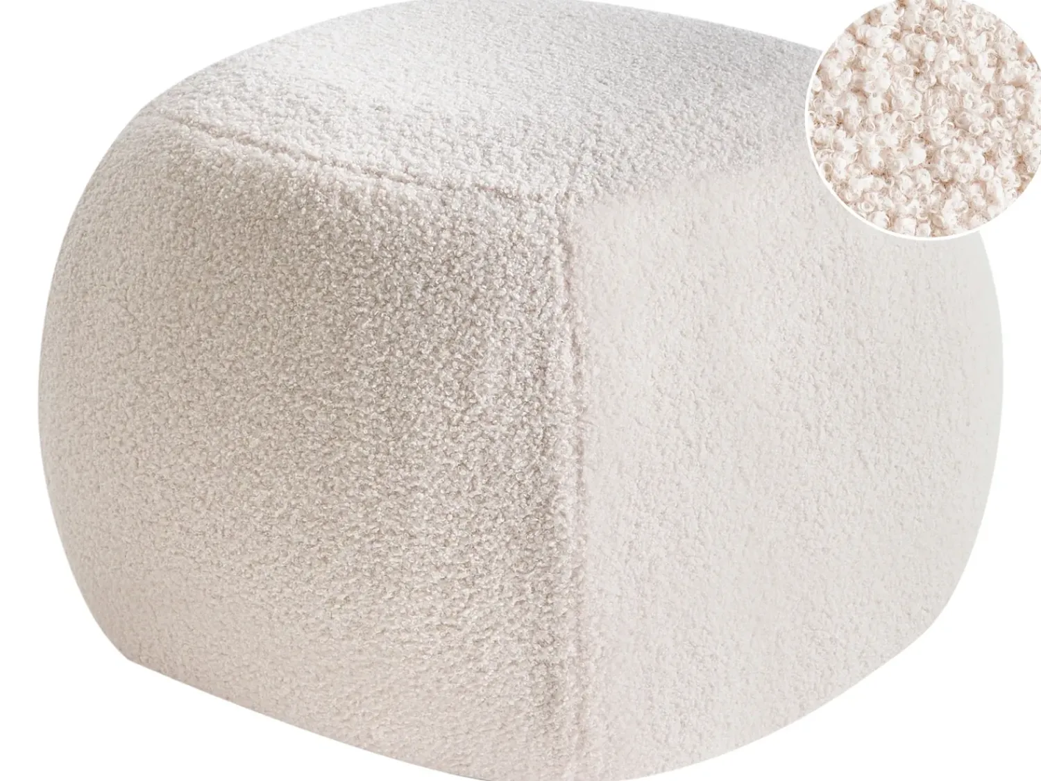 Sale Beliani Pouf BARRON Bouclé sporco Bianco