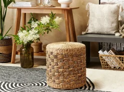 Best Beliani Pouf BASSLET Vimini Beige Beige Naturale