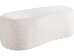 Beliani Pouf BAYARD Bouclé sporco Bianco